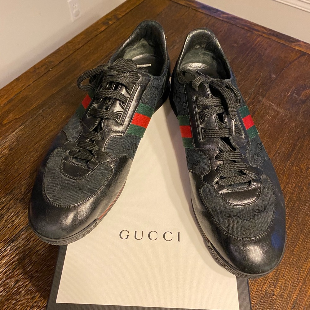 Men’s Gucci Leather Ace Low Top Sneaker (Size 12)